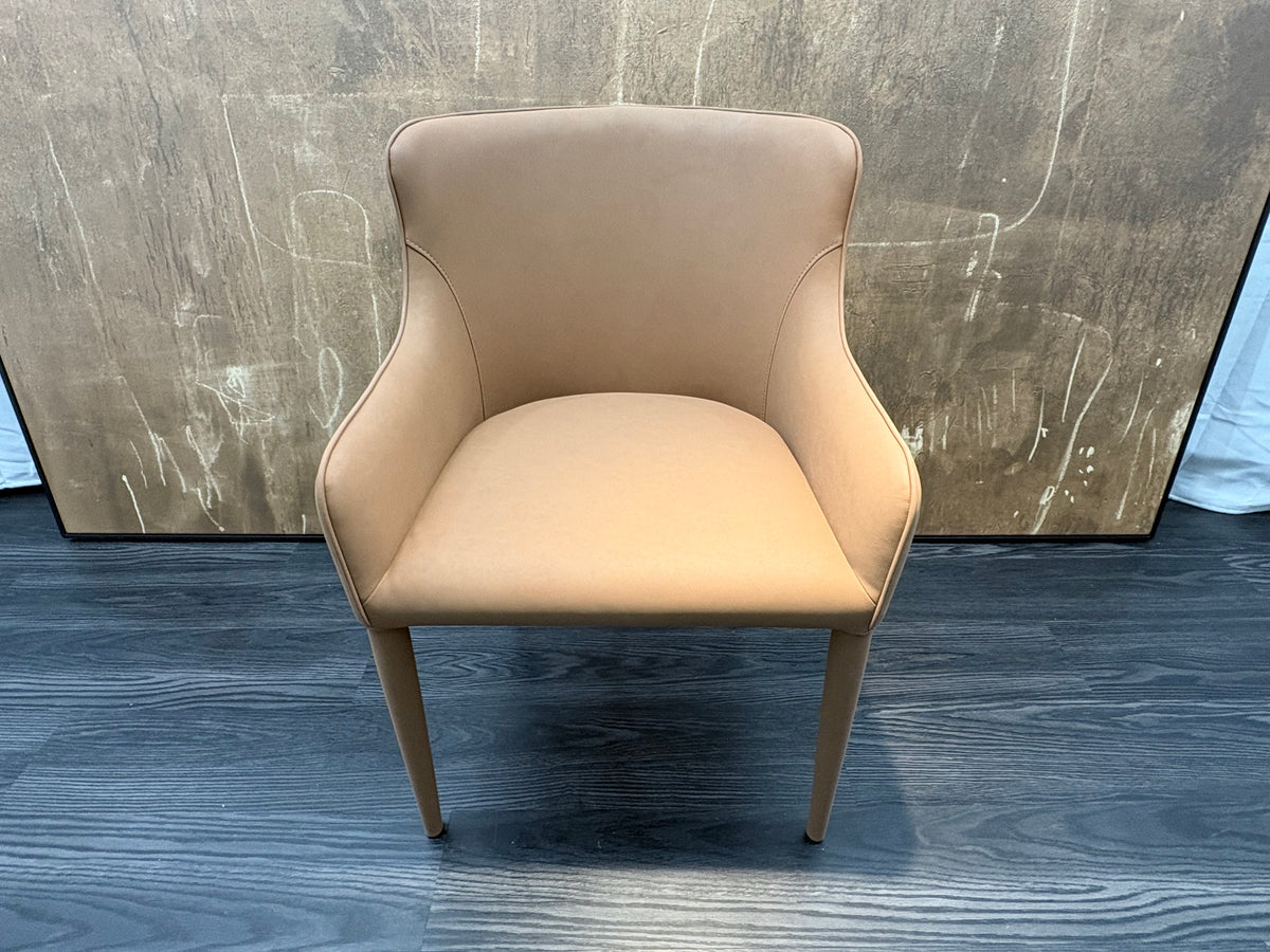RH Nicola Slope Leather Dining Armchair — Vegan Leather | Cocoa