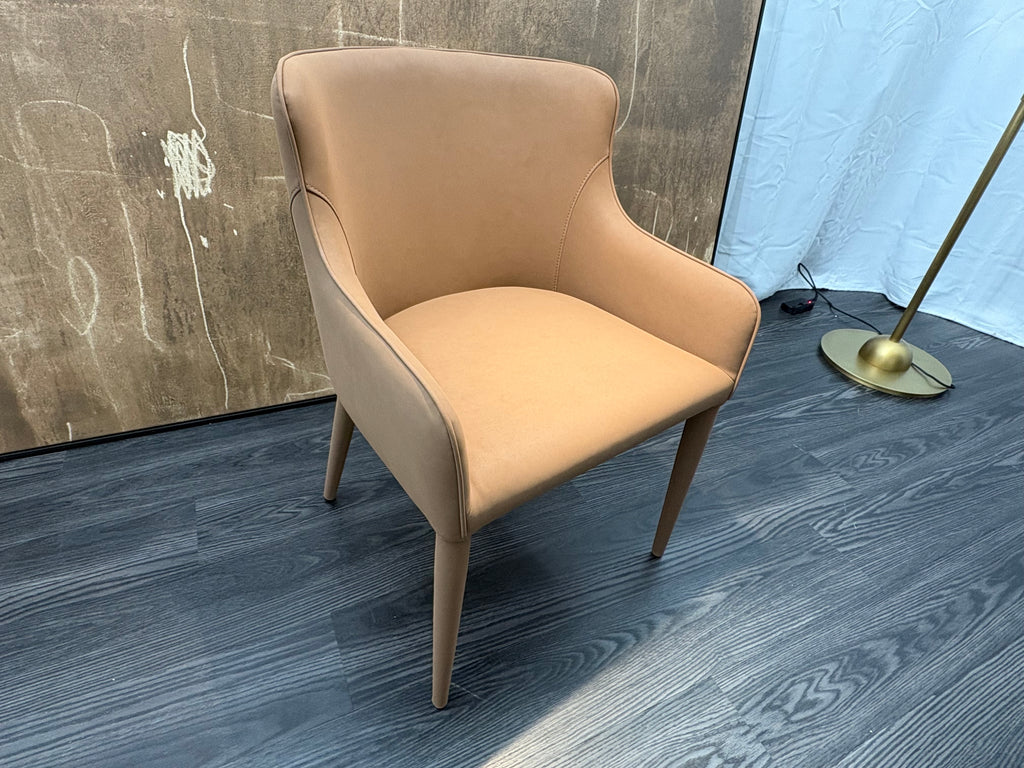 RH Nicola Slope Leather Dining Armchair — Vegan Leather | Cocoa