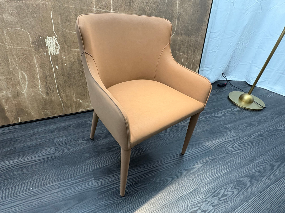 RH Nicola Slope Leather Dining Armchair — Vegan Leather | Cocoa