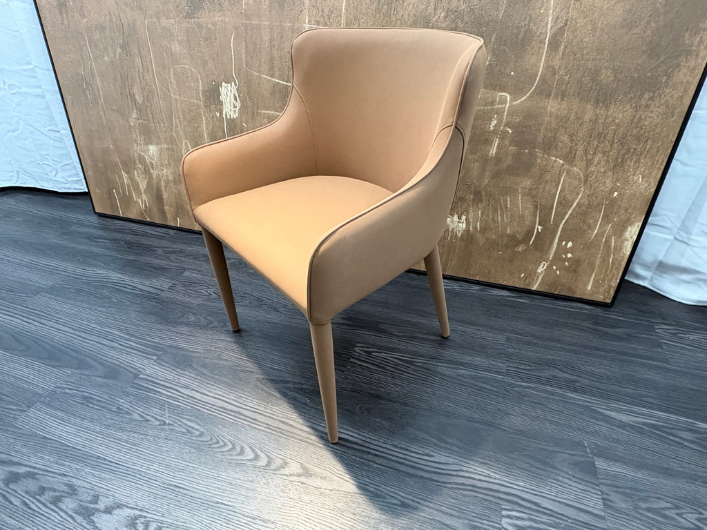 RH Nicola Slope Leather Dining Armchair — Vegan Leather | Cocoa