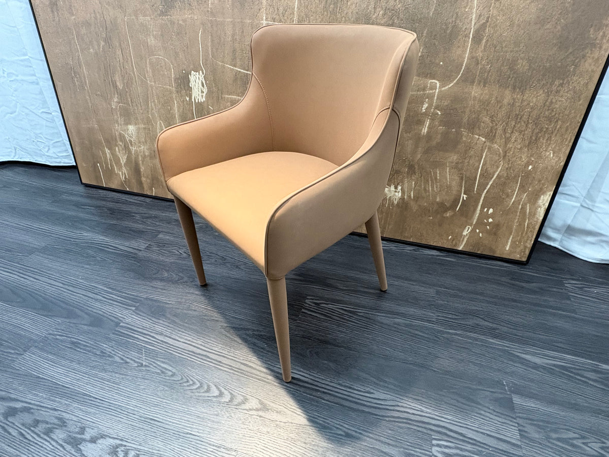 RH Nicola Slope Leather Dining Armchair — Vegan Leather | Cocoa