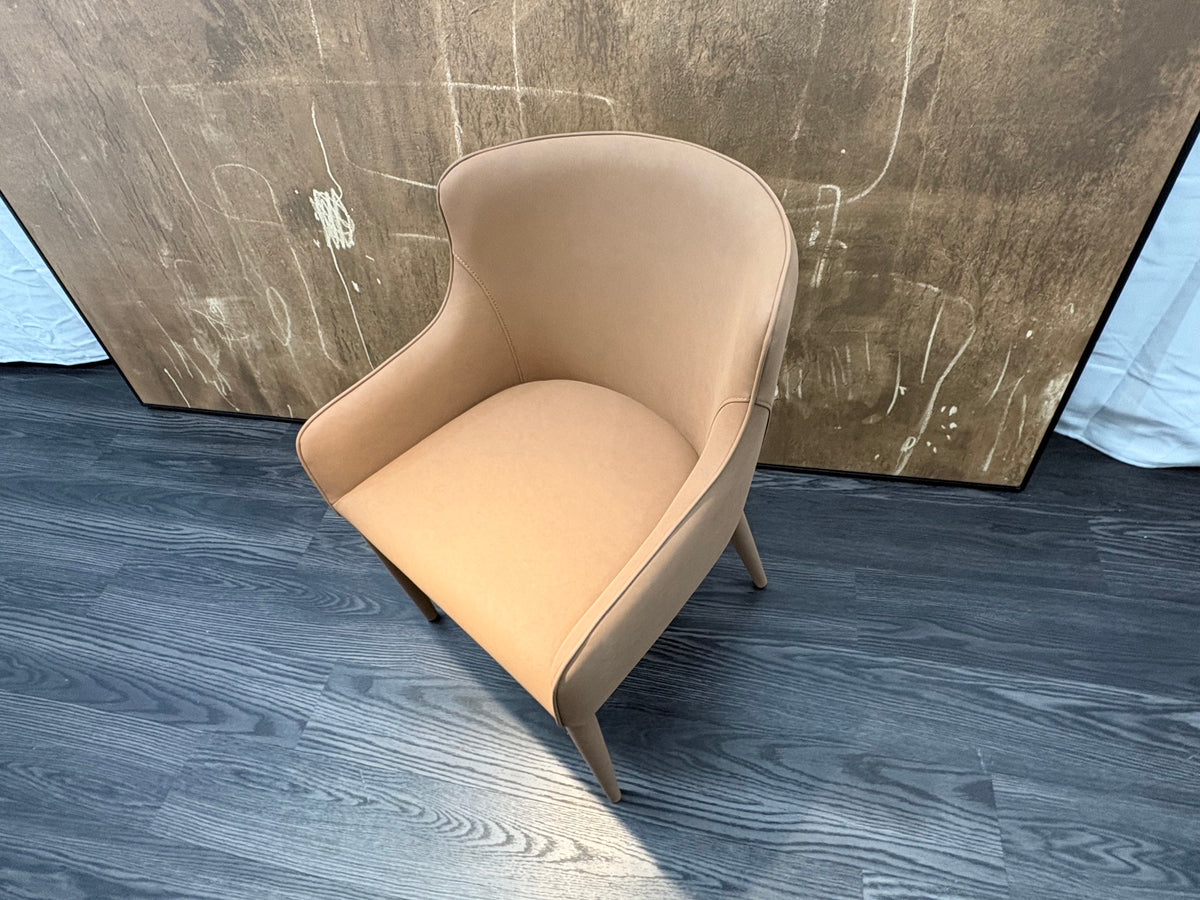 RH Nicola Slope Leather Dining Armchair — Vegan Leather | Cocoa