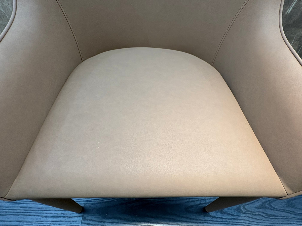 RH Nicola Slope Leather Dining Armchair — Vegan Leather | Cocoa