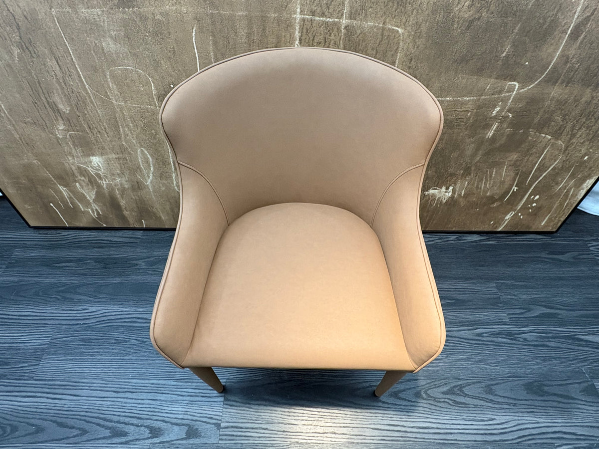 RH Nicola Slope Leather Dining Armchair — Vegan Leather | Cocoa