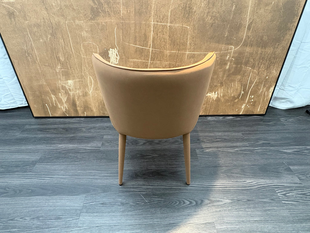 RH Nicola Slope Leather Dining Armchair — Vegan Leather | Cocoa