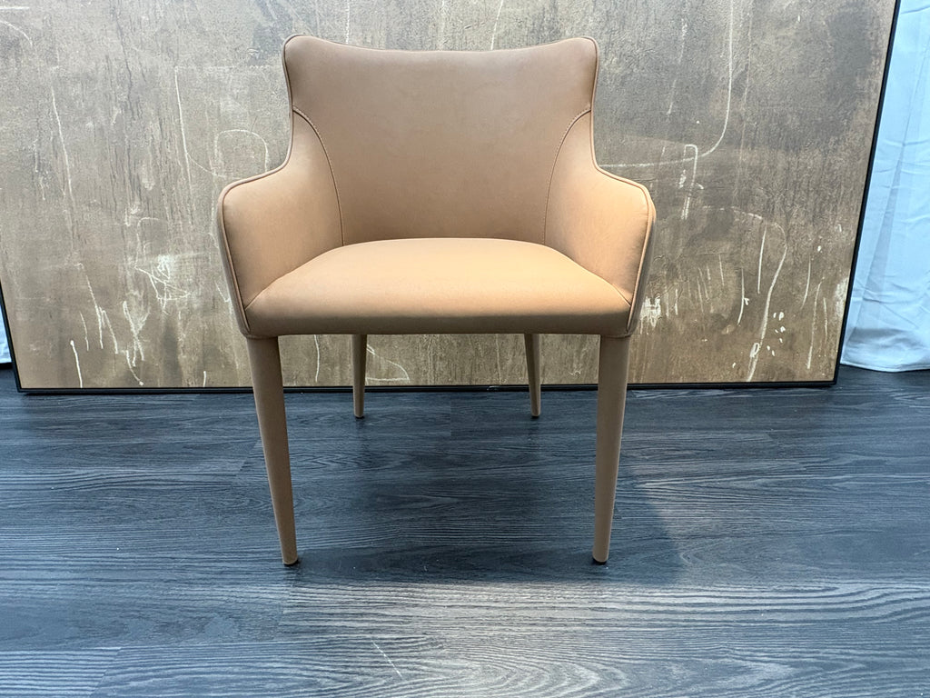 RH Nicola Slope Leather Dining Armchair — Vegan Leather | Cocoa