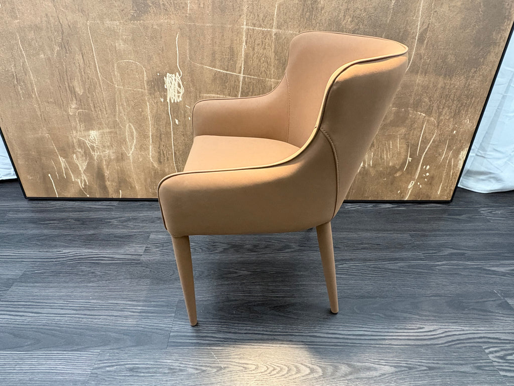 RH Nicola Slope Leather Dining Armchair — Vegan Leather | Cocoa
