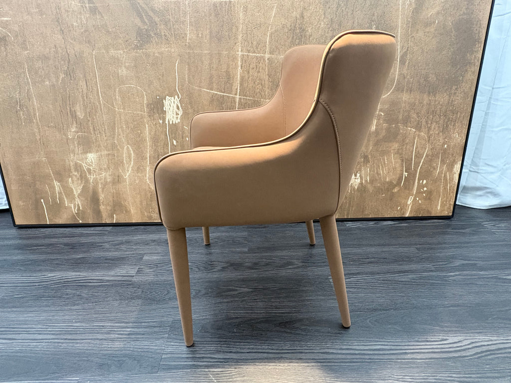 RH Nicola Slope Leather Dining Armchair — Vegan Leather | Cocoa