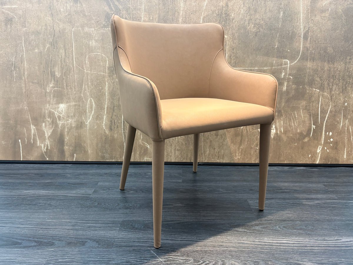 RH Nicola Slope Leather Dining Armchair — Vegan Leather | Cocoa