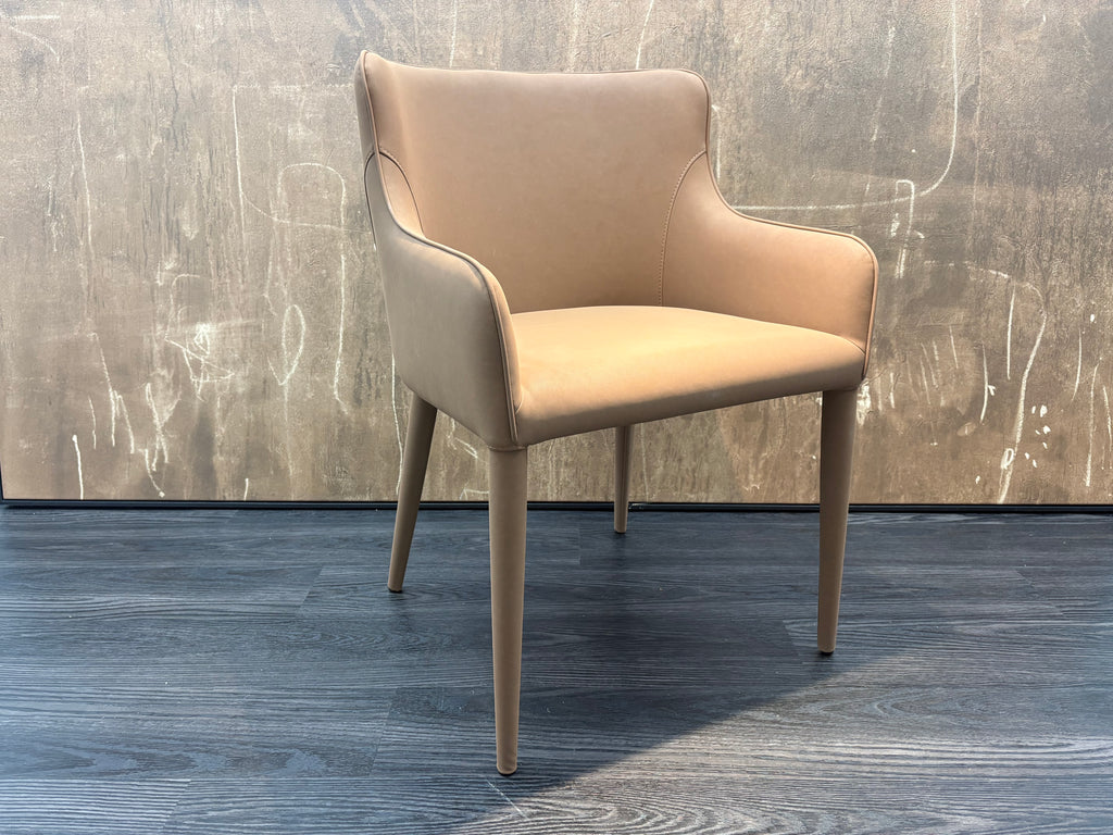 RH Nicola Slope Leather Dining Armchair — Vegan Leather | Cocoa