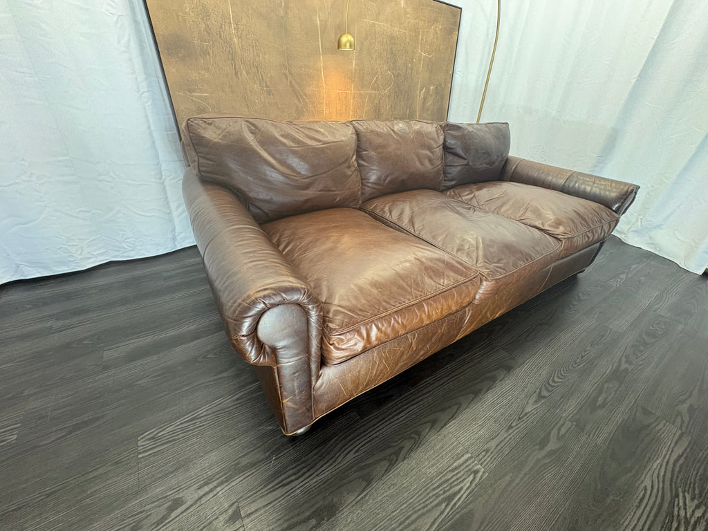 RH Original Lancaster Leather 3-Cushion Sofa – 8' | Luxe Depth | Italian Brompton | CocoaT