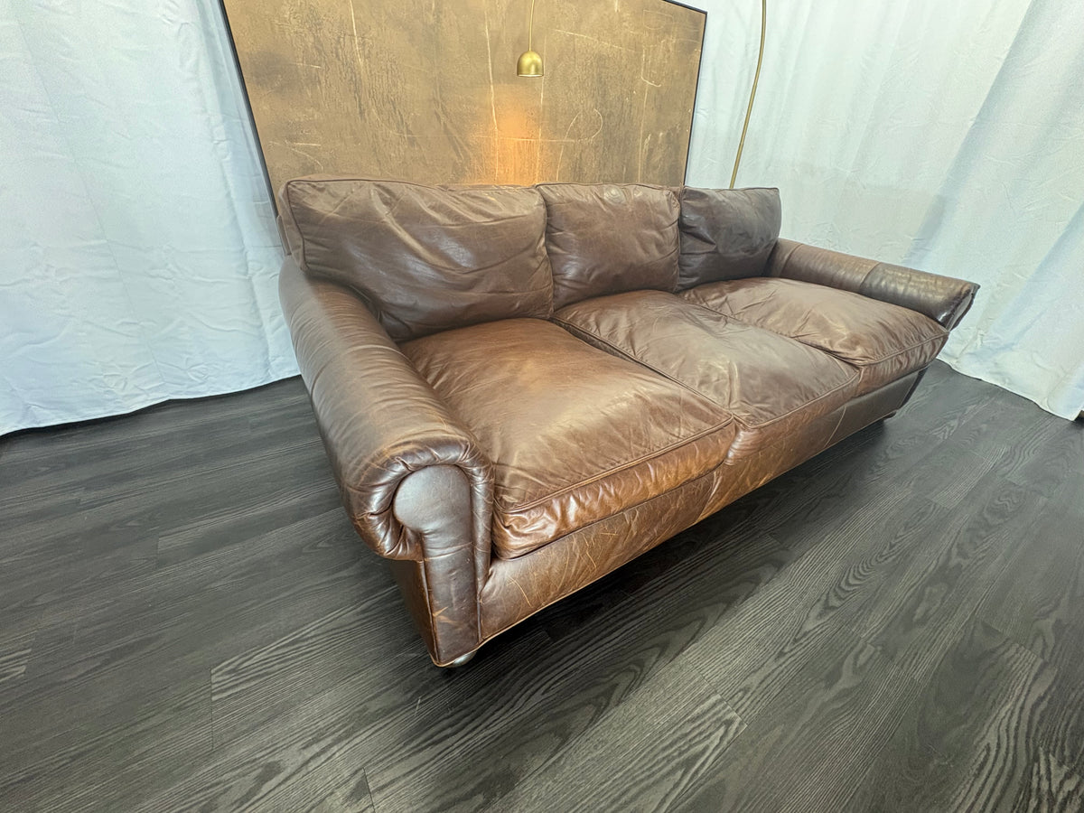 RH Original Lancaster Leather 3-Cushion Sofa – 8' | Luxe Depth | Italian Brompton | CocoaT