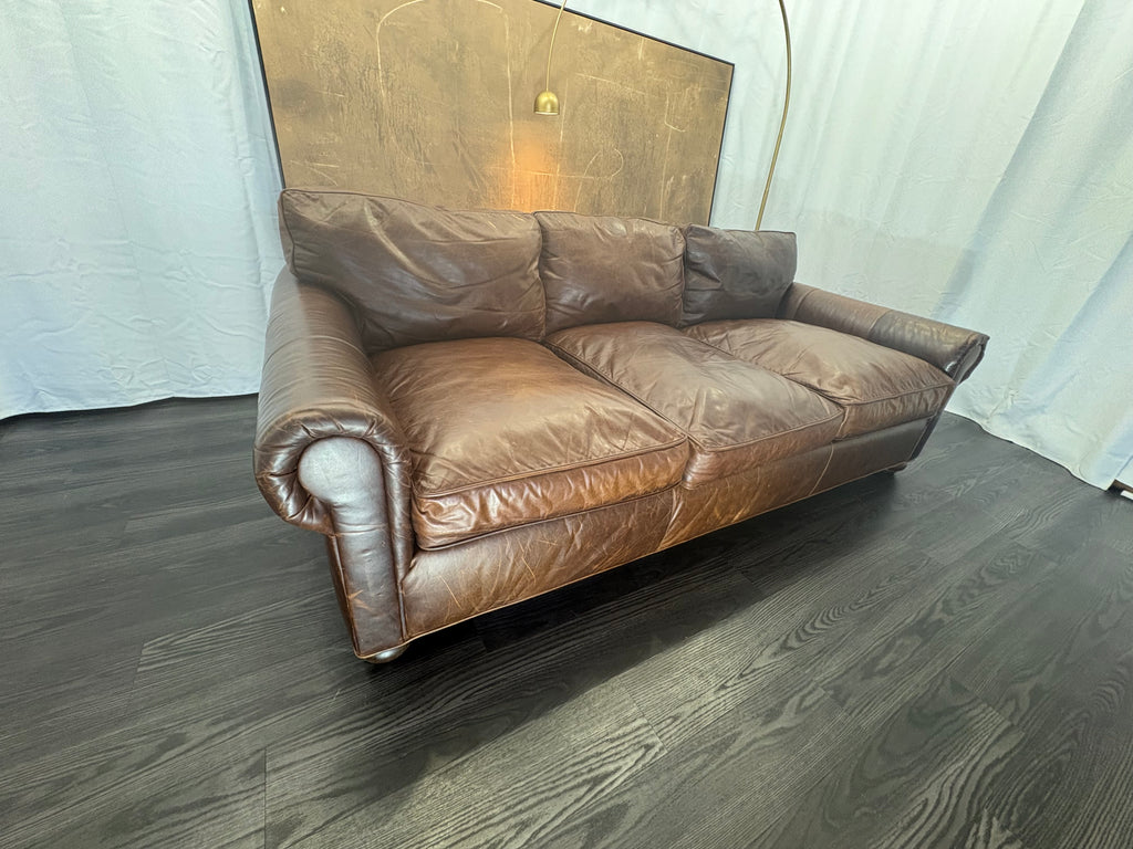 RH Original Lancaster Leather 3-Cushion Sofa – 8' | Luxe Depth | Italian Brompton | CocoaT