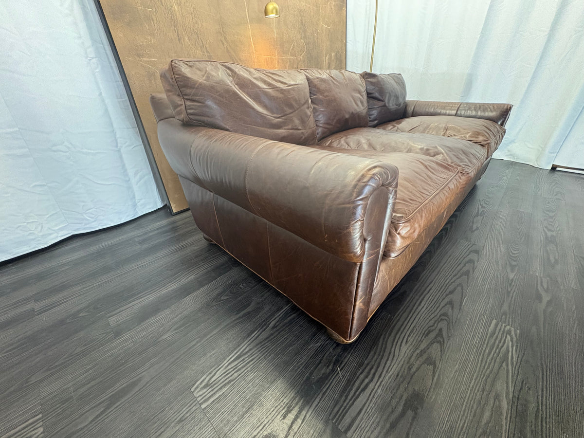 RH Original Lancaster Leather 3-Cushion Sofa – 8' | Luxe Depth | Italian Brompton | CocoaT