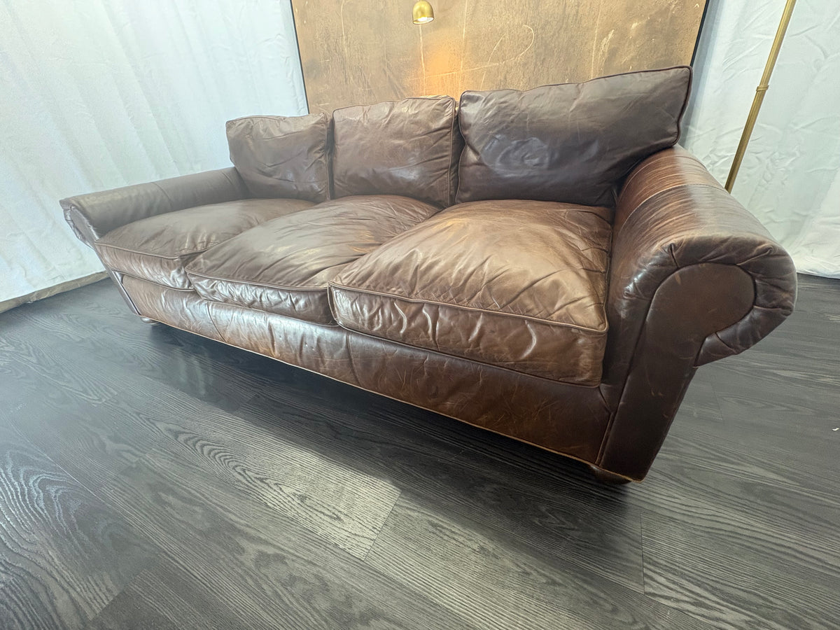 RH Original Lancaster Leather 3-Cushion Sofa – 8' | Luxe Depth | Italian Brompton | CocoaT