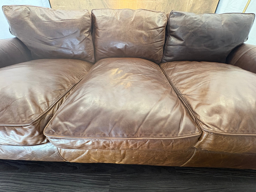 RH Original Lancaster Leather 3-Cushion Sofa – 8' | Luxe Depth | Italian Brompton | CocoaT