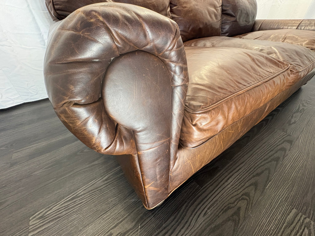 RH Original Lancaster Leather 3-Cushion Sofa – 8' | Luxe Depth | Italian Brompton | CocoaT