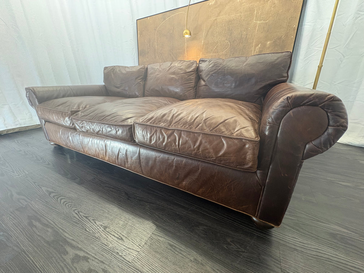 RH Original Lancaster Leather 3-Cushion Sofa – 8' | Luxe Depth | Italian Brompton | CocoaT
