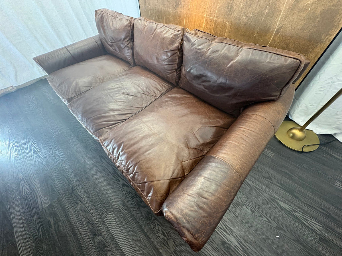 RH Original Lancaster Leather 3-Cushion Sofa – 8' | Luxe Depth | Italian Brompton | CocoaT