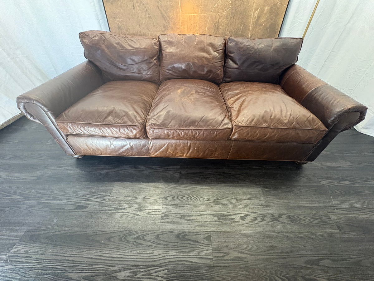 RH Original Lancaster Leather 3-Cushion Sofa – 8' | Luxe Depth | Italian Brompton | CocoaT