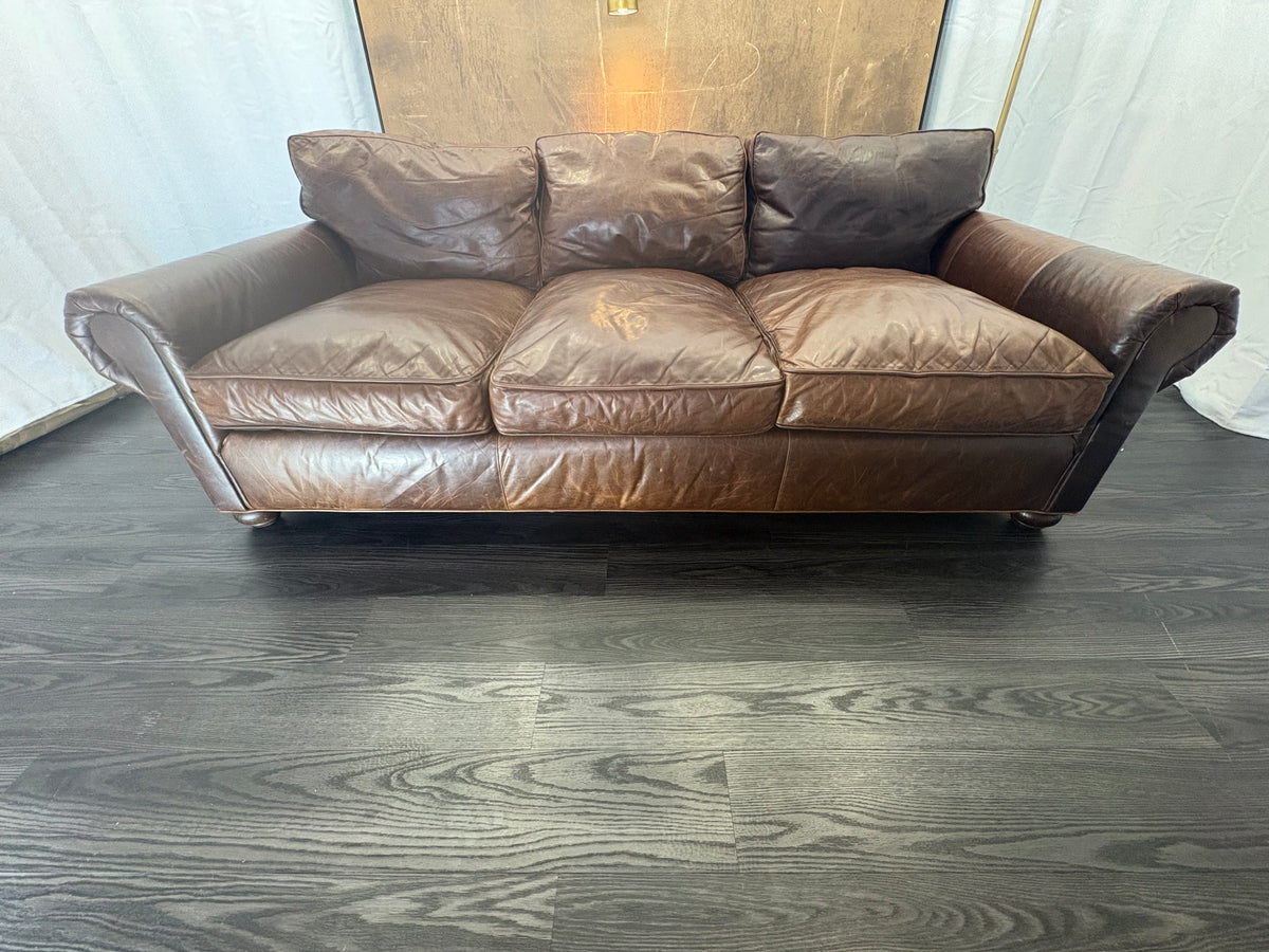 RH Original Lancaster Leather 3-Cushion Sofa – 8' | Luxe Depth | Italian Brompton | CocoaT