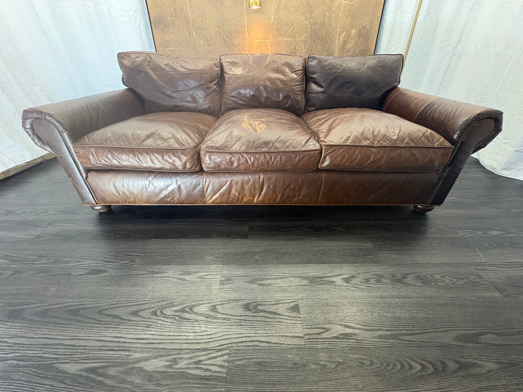 RH Original Lancaster Leather 3-Cushion Sofa – 8' | Luxe Depth | Italian Brompton | CocoaT