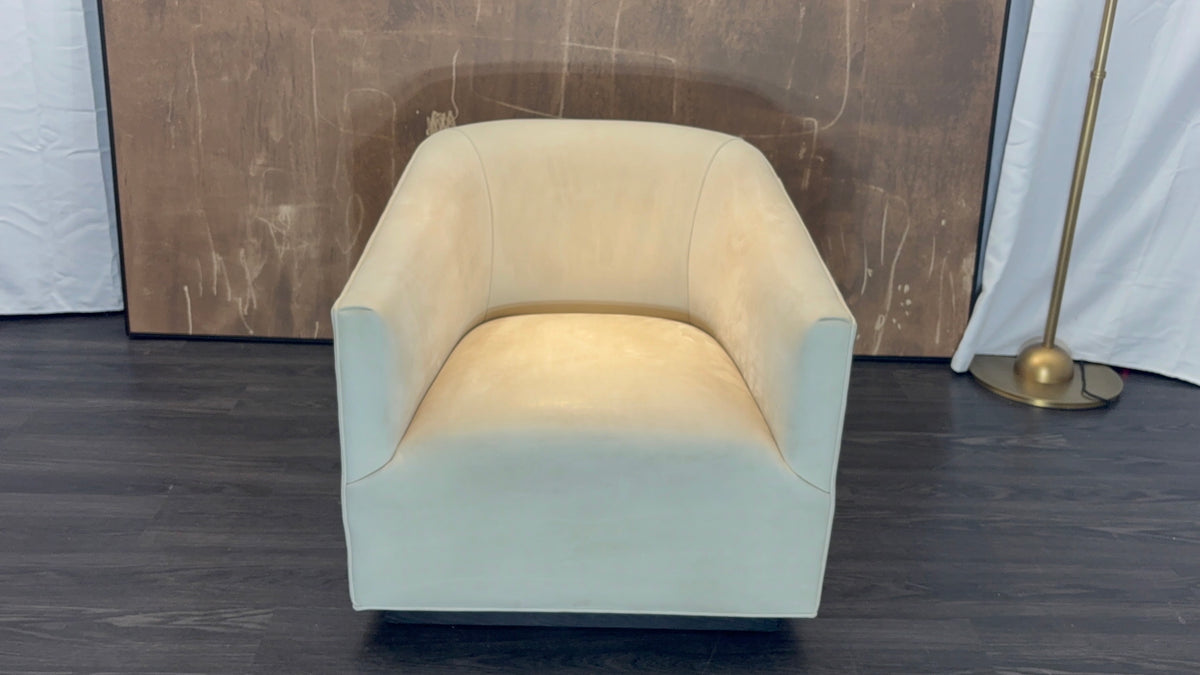 RH 1950s Italian Shelter Arm Leather Chair | Classic Depth | Italian Veneto | Ivory