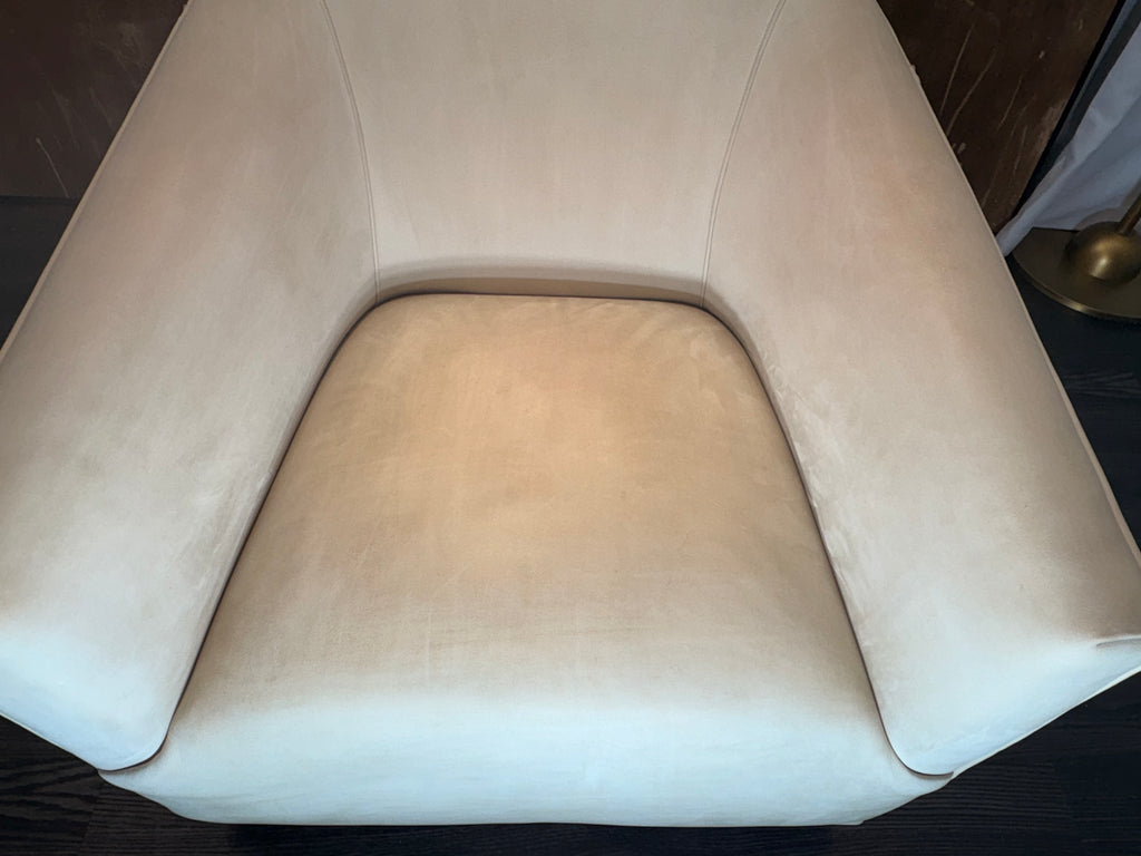 RH 1950s Italian Shelter Arm Leather Chair | Classic Depth | Italian Veneto | Ivory
