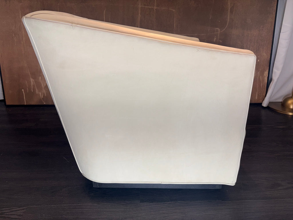 RH 1950s Italian Shelter Arm Leather Chair | Classic Depth | Italian Veneto | Ivory