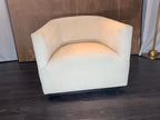 RH 1950s Italian Shelter Arm Leather Chair | Classic Depth | Italian Veneto | Ivory