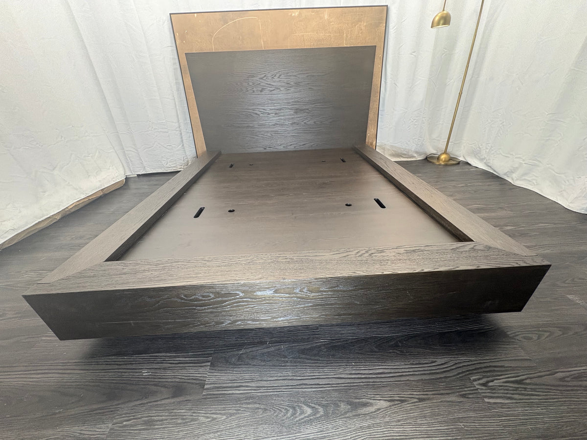 RH Machinto Panel Bed – Queen | 50" Headboard | Brown Oak