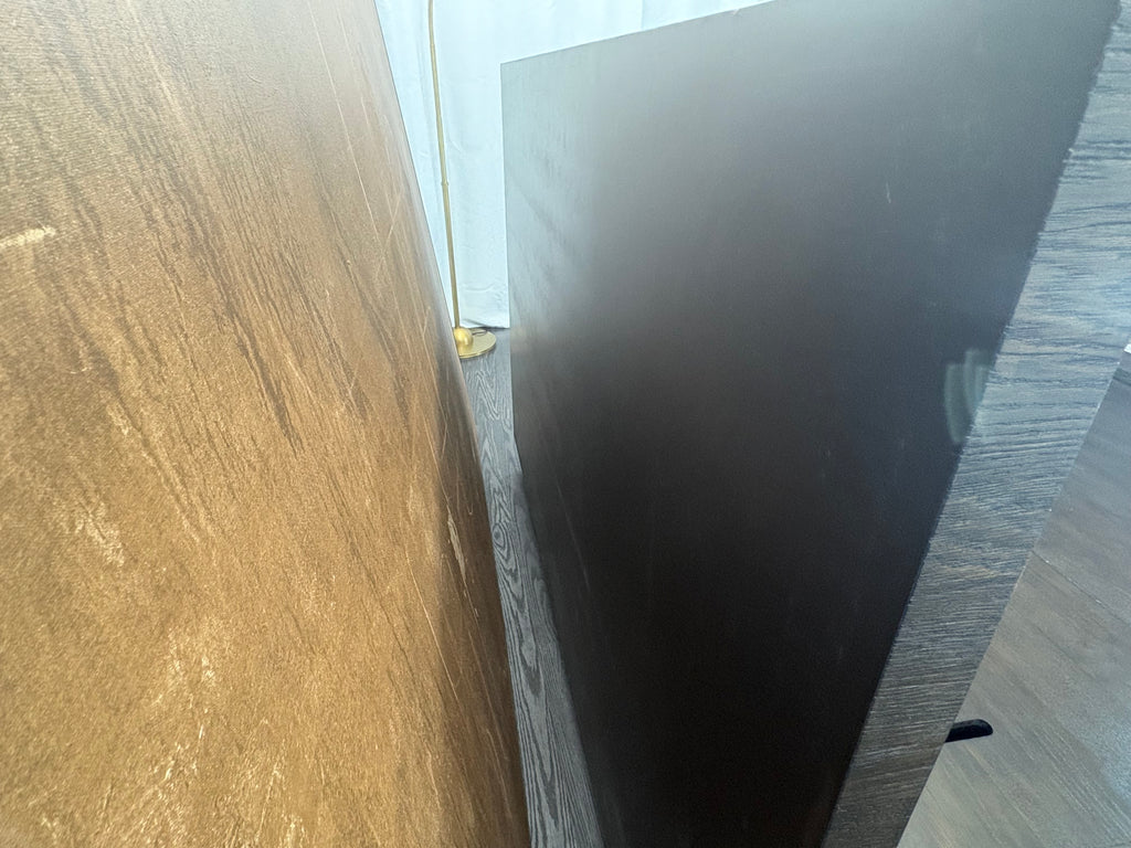 RH Machinto Panel Bed – Queen | 50" Headboard | Brown Oak