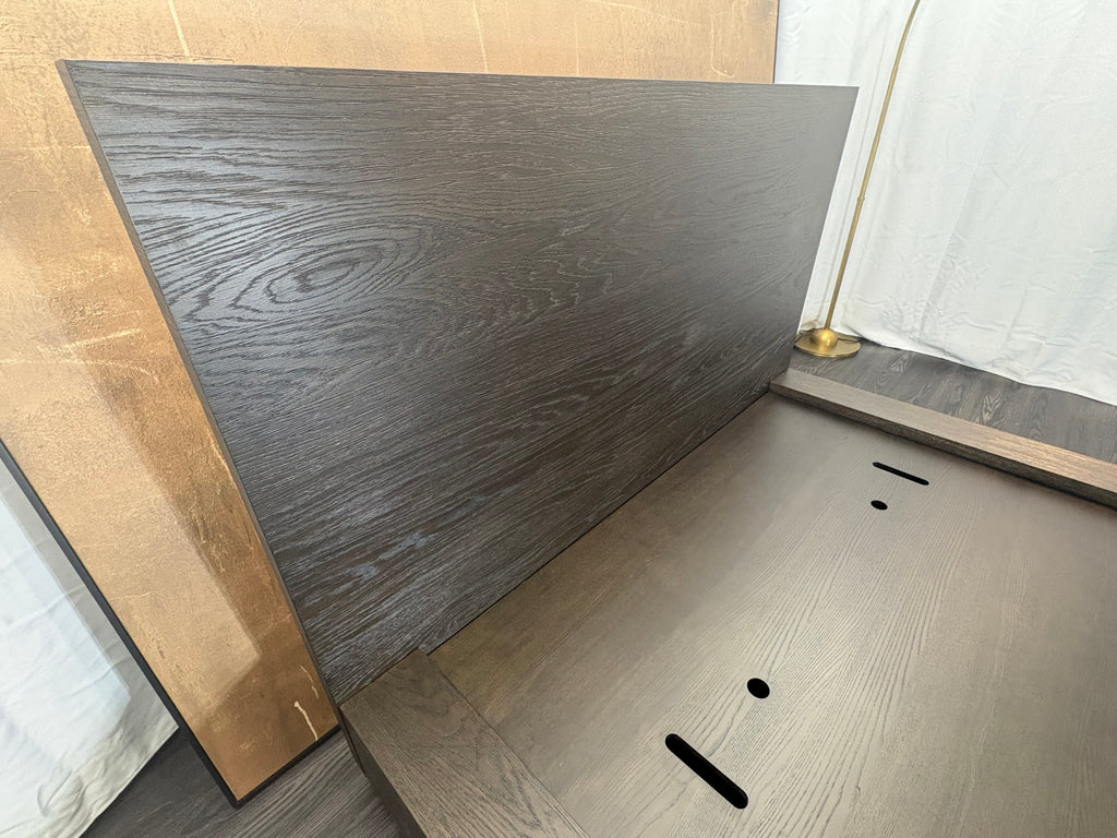 RH Machinto Panel Bed – Queen | 50" Headboard | Brown Oak