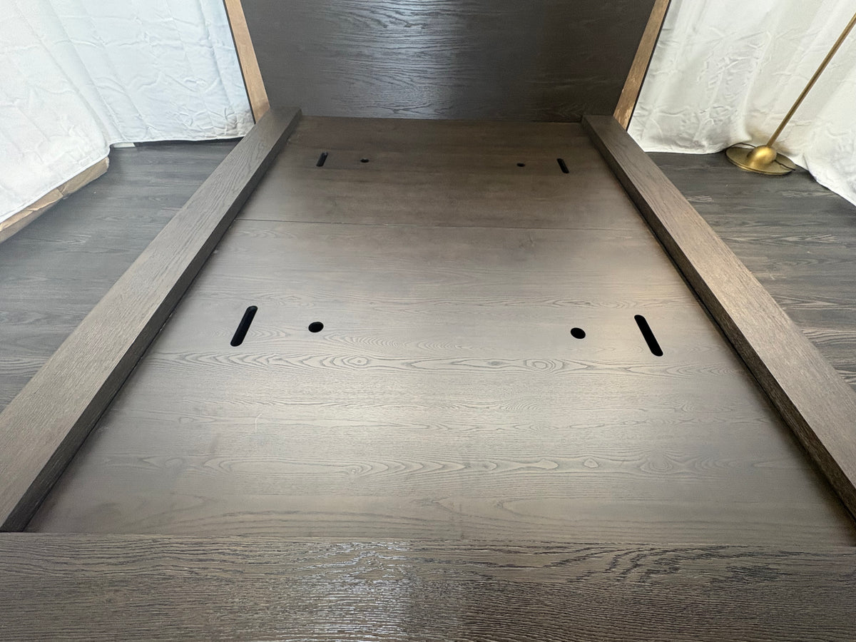 RH Machinto Panel Bed – Queen | 50" Headboard | Brown Oak