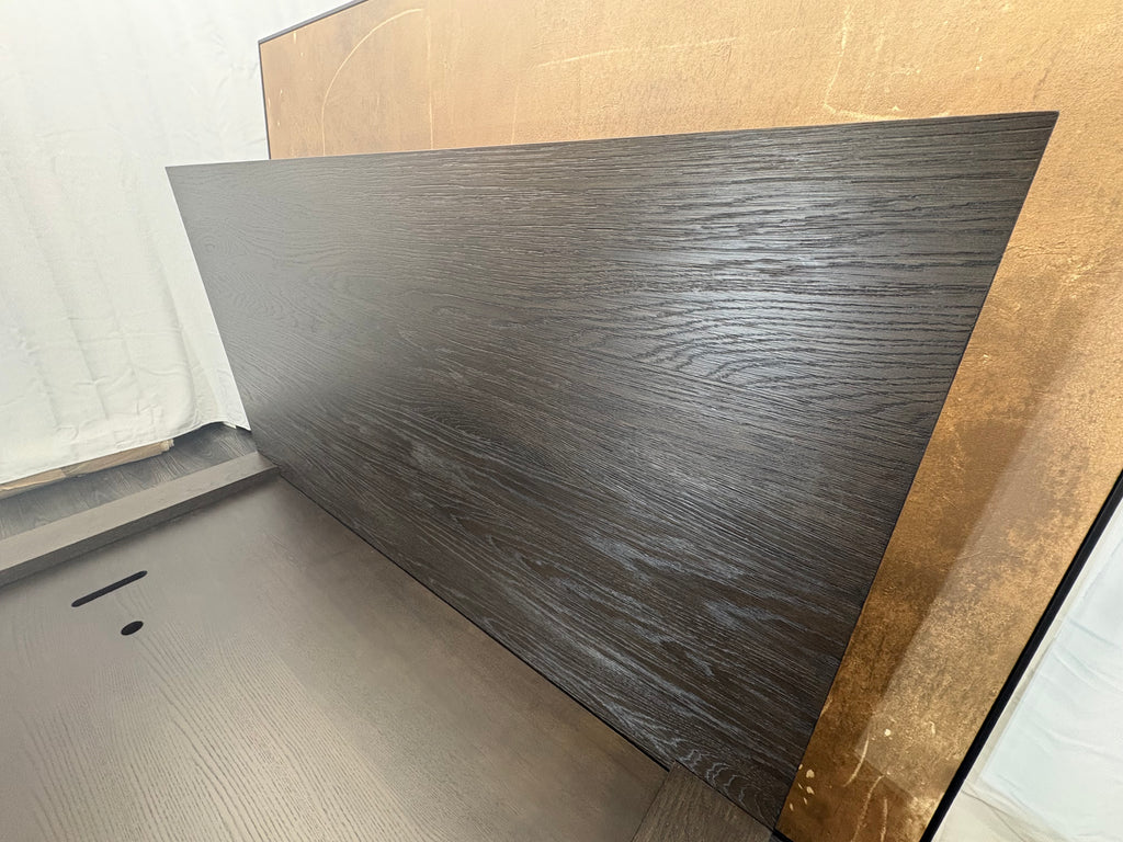RH Machinto Panel Bed – Queen | 50" Headboard | Brown Oak