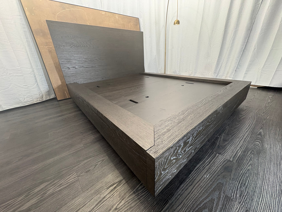 RH Machinto Panel Bed – Queen | 50" Headboard | Brown Oak