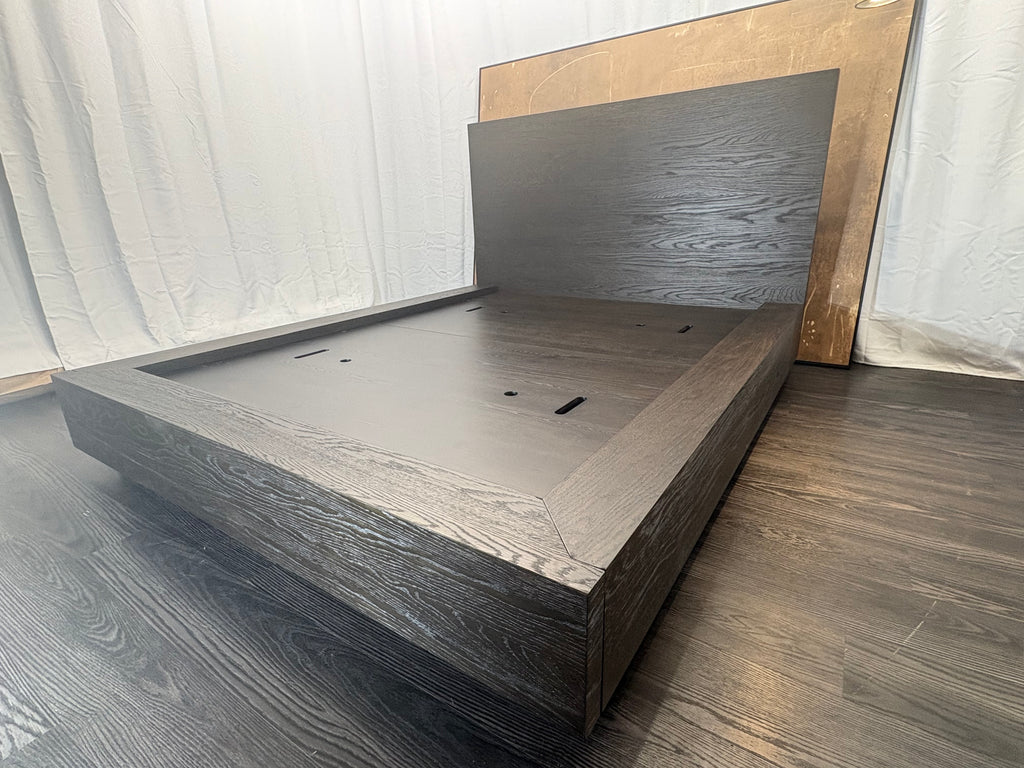 RH Machinto Panel Bed – Queen | 50" Headboard | Brown Oak