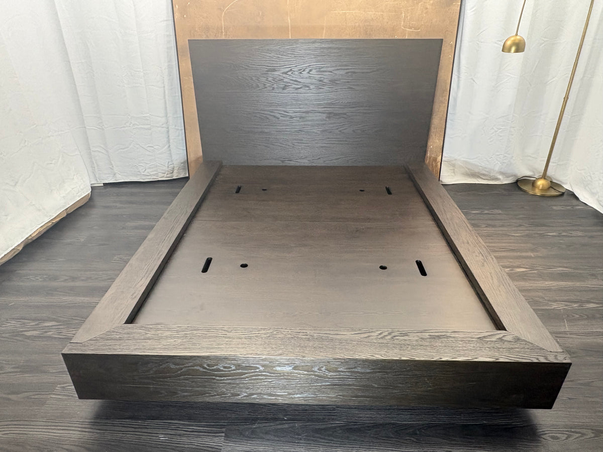 RH Machinto Panel Bed – Queen | 50" Headboard | Brown Oak