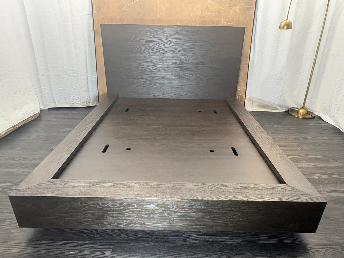 RH Machinto Panel Bed – Queen | 50" Headboard | Brown Oak