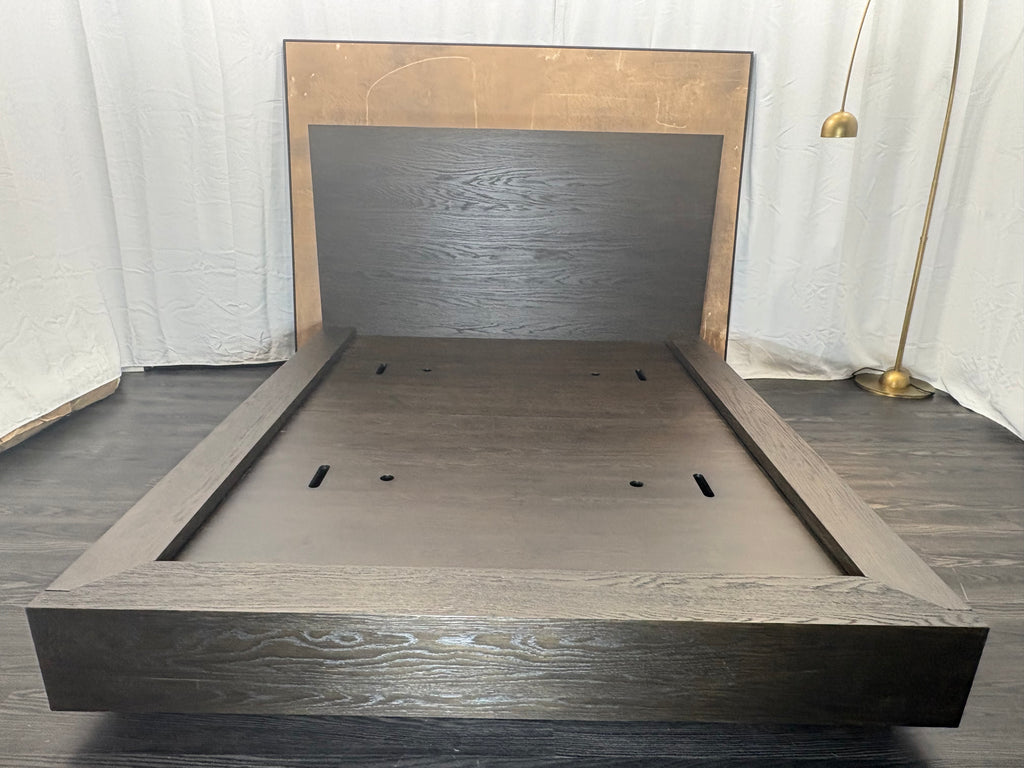 RH Machinto Panel Bed – Queen | 50" Headboard | Brown Oak