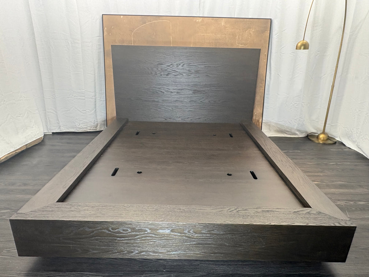 RH Machinto Panel Bed – Queen | 50" Headboard | Brown Oak