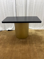 Custom Console Table Arhaus Distressed Black Painted Top | Gold Dauphine Pedestal Base