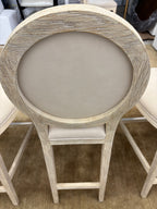 Set of Five RH French Contemporary Round Leather Counter Stools