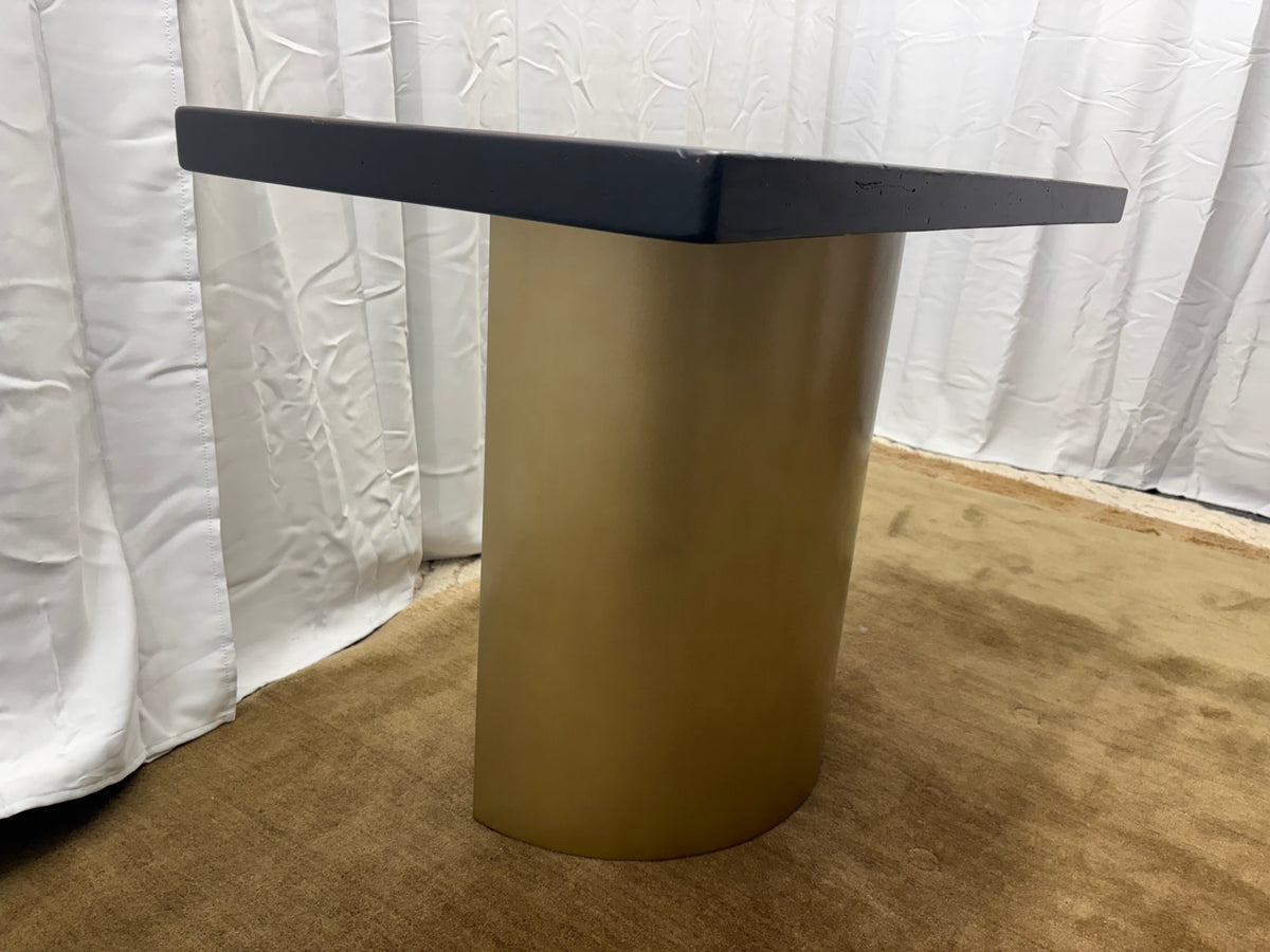 Custom Console Table Arhaus Distressed Black Painted Top | Gold Dauphine Pedestal Base