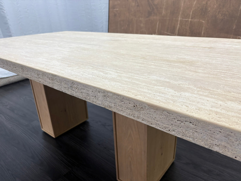 RH Restoration Hardware Lumi Rectangular Dining Table
72" | Light Oak | Turkish Travertine