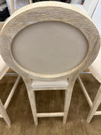 Set of Five RH French Contemporary Round Leather Counter Stools