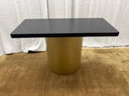 Custom Console Table Arhaus Distressed Black Painted Top | Gold Dauphine Pedestal Base