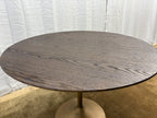 RH Aero Bistro Table — 42" Round Brown Oak Top | Antiqued Brass Pedestal Base