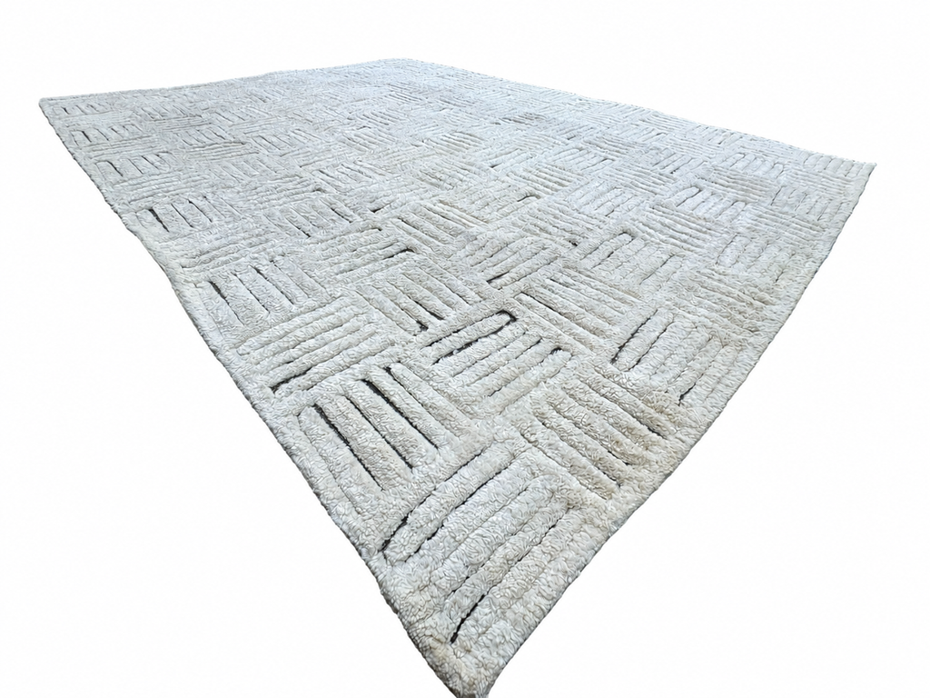 RH Basanti Rug – 9' × 12' Marled Ivory/Charcoal | Hand-Knotted Wool Blend | Contemporary Himalayan-Inspired Design (Rug 2)