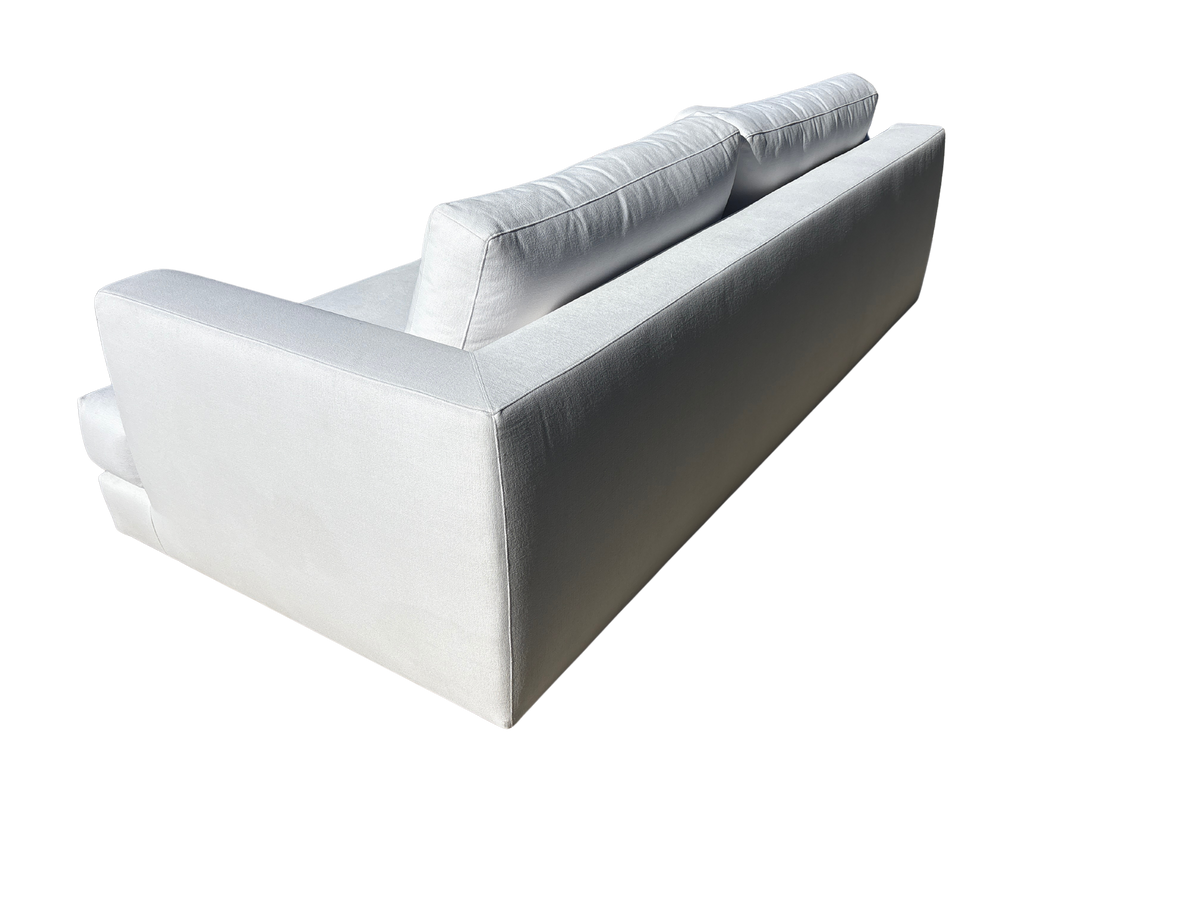 RH Monza Bench-Cushion Sofa – 8’ Luxe Depth in White Performance Linen Weave (Made in Italy)
